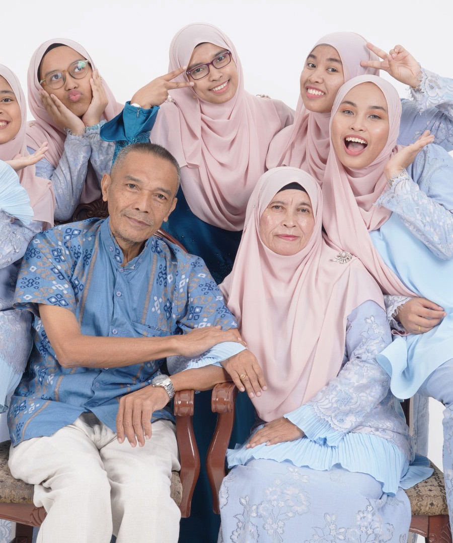 family portrait in studio fun happy candid